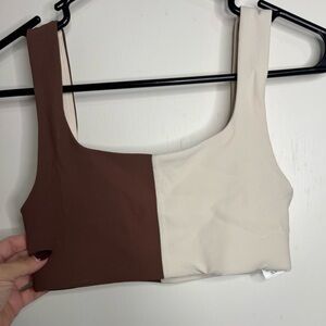 L*Space Brown and Cream Colorblock Top
